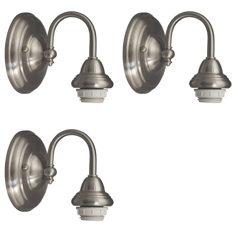 NEW Style Selections 5.35” brushed nickel traditional vanity light bundle of 3